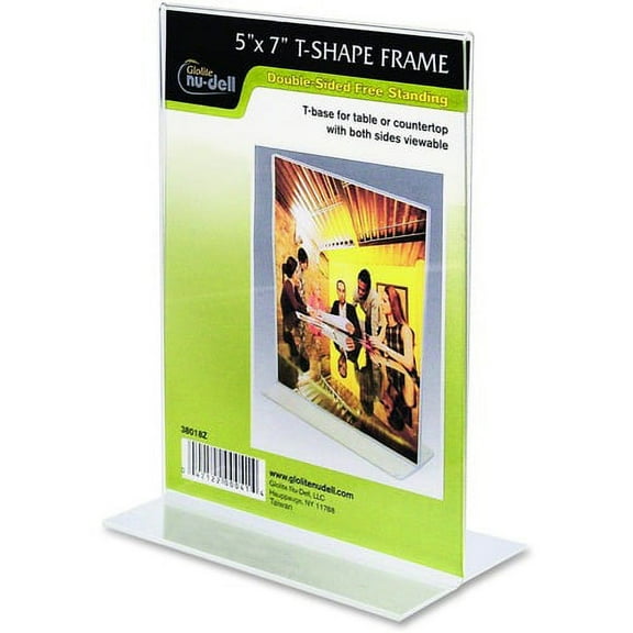 NuDell Double-sided Sign Holder - 1 Each - 5" Width x 7" Height - Rectangular Shape - Self-standing - Plastic - Clear | Bundle of 2 Each