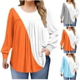 thumbnail image 1 of JDQJBZ Summer Womens Tops,Women's Plus Size Tops Womens Long Sleeve Tops Patchwork Solid Color Crew Neck Casual Spring Summer Homewear Loose T Shirts For Women, 1 of 5