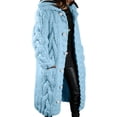 thumbnail image 2 of ABATAB Womens Plus Size Long Sweater Jackets Warm Open Front Long Sleeve Cable Knitted Dusters Outerwear Fall Winter Button down Coats(X-Large,Sky Blue), 2 of 6