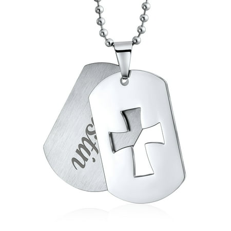 Two Tone Mens Large Dog Tag Cross Pendant Necklace For Men Brushed Silver Stainless Steel With Chain 20 Inch Canada - Big Dog Tag Pendant Necklace Two Tone Mens Large Dog Tag Cross Pendant Necklace For Men Brushed Silver Stainless Steel With Chain 20 Inch Canada - Big Dog Tag Pendant Necklace