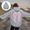thumbnail image 2 of vigerkar Long Sleeve Wings Graphic Hoodie, Fashion Pullover Hooded Sweatshirt for Women (Light Gray, XXL), 2 of 5