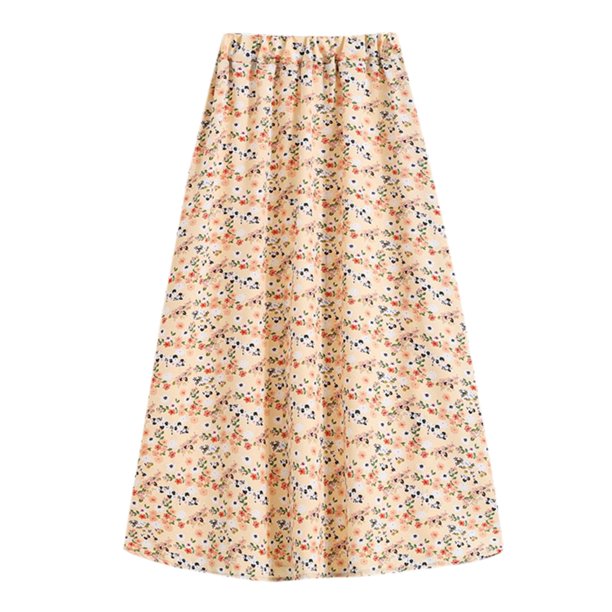 Gibobby faldas para mujer invierno de mujer Cintura floral de longitud alta Falda de media cadera(Beige, M)