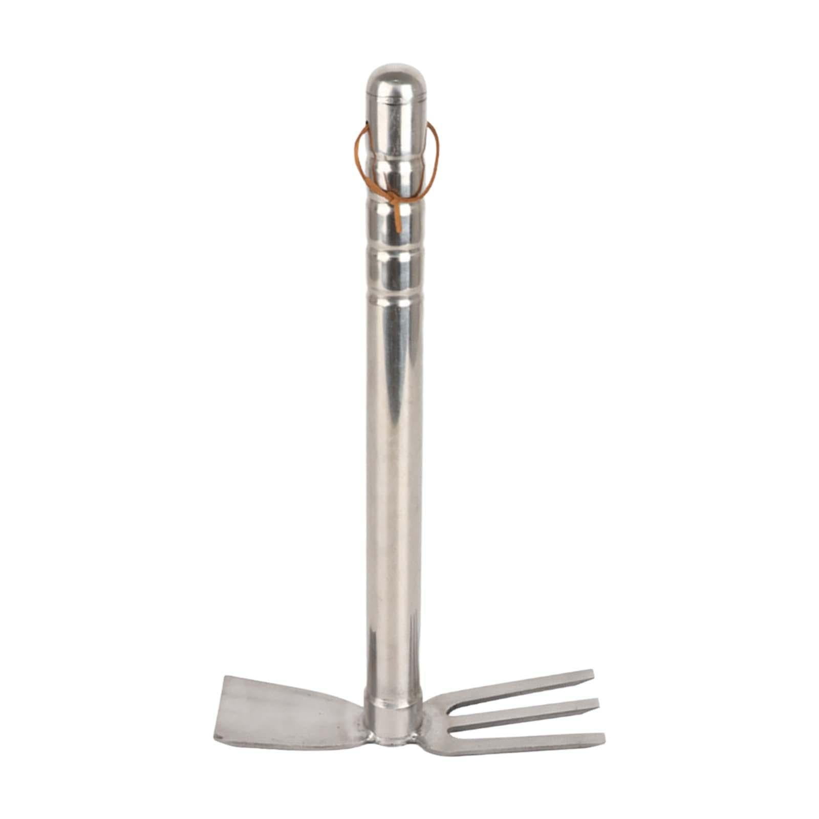 MAGIDEAL Gardening Hand Tiller Tool Stainless Steel 15.1inch Long for Outdoor Camping Hoe and Rake