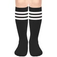 thumbnail image 3 of Kids Soccer Socks Toddler Soccer Socks Girls Boys Soccer Socks Kids Tube Socks with Stripes Toddler Knee High Socks 3 Pairs 4, 3 of 5
