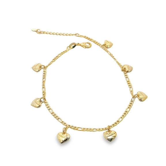 18K Gold Filled Heart Charm Anklets (E146)