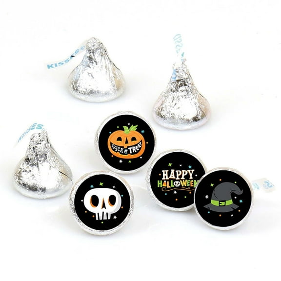 Big Dot of Happiness Jack-O'-Lantern Halloween - Kids Halloween Party Round Candy Sticker Favors - Labels Fits Chocolate Candy (1 sheet of 108)
