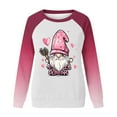 thumbnail image 4 of Women Crewneck Sweatshirt Heart Printed Valentines Day Clothes Plus Size Long Sleeve Raglan Shirt Pullover Tops (3XL, Pink 08), 4 of 5