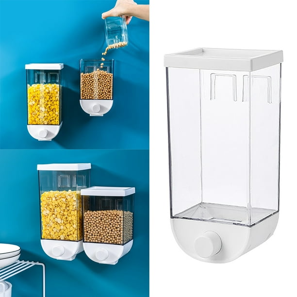 Dispensador De Alimentos Secos De Montaje En Pared - Plástico De Grado Alimenticio - Dispensador De Cereales - Recipiente De De Grano 1500ml BLESIY contenedor de almacenamiento de granos