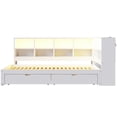 thumbnail image 5 of Noble House Corvella Twin XL to King Expandable Daybed with Storage Drawers, Open Shelves, LED and USB, White, 5 of 8