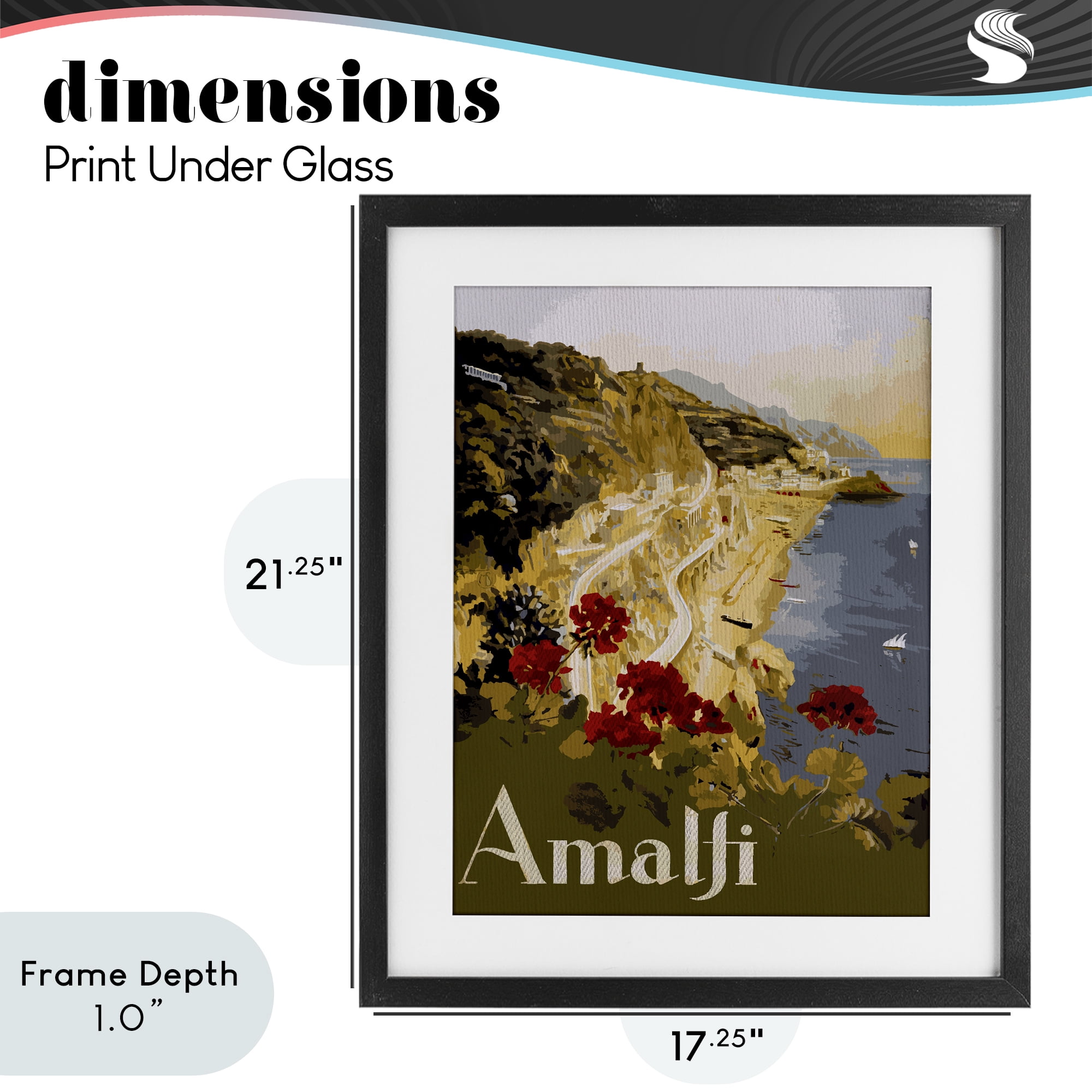 Stupell Industries Picturesque Amalfi Coast Black Framed Print Under Glass, design by Lil' Rue