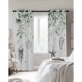 thumbnail image 2 of Sage Green Eucalyptus Coastal Blackout Curtains for Bedroom, Beach Conch Jellyfish Room Darkening Window Drapes for Living Room, Thermal Insulated Grommet Curtains, 42x45 inch, 2 Panels, 2 of 9