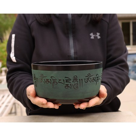DharmaObjects Large 8 Inches Yoga Meditation Buddha OM Mani Singing Bowl Cushion Mallet Gift Set