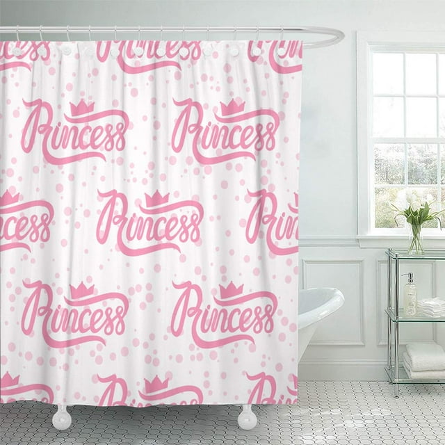 ABPHQTO Blanco Aristocracia Letras Princesa Rosa Pequeño Símbolo La Corona Bebé Niño Ducha Cortina 150x180 cm