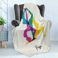 thumbnail image 4 of Yoga Soft Flannel Fleece Blanket, Different Yoga Poses Energetic Female in Motion Pilates Human Health Well Being, Cozy Plush for Indoor and Outdoor Use, 50" x 60", Pink Yellow Teal, by Ambesonne, 4 of 5