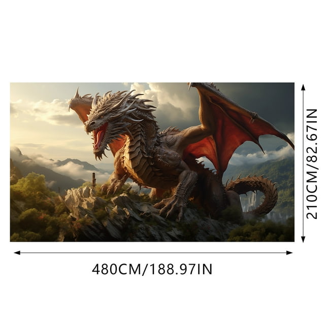 JJKBVCLO Dragon Pattern Garage Decoration Dragon Garage Background Decoration For The Year Of Bronn Dragon Pattern Decorated Mural 7x16 Feet