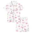 thumbnail image 2 of Girls Silk Pajamas Valentine Pjs Short Sleeve Bow Print Button Down Sleepwear Kids Pajama 8-9 Years, 2 of 4