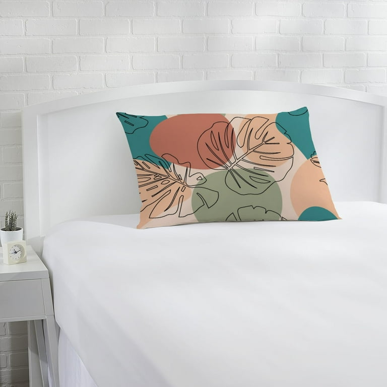 Anyway.go Pillowcase Oblong Lumbar Plush Throw Pillow Cover Shams Cushion Case with Zipper 20x36in for Bed Sofa Oval Figures and Leaves Walmart