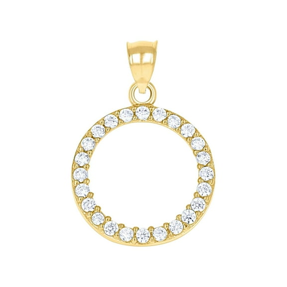 10k Yellow Gold Unisex Cubic Zirconia CZ Eternity Circle Of Life Charm Pendant Necklace 21.1x14.70 Pendant for Women