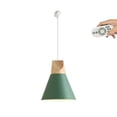 thumbnail image 1 of FSLiving Remote Control Pendant Light 1-Light H-Type Track Pendant Lamps Scandinavian Style Pendant Lights for Kitchen Hanging Lamp Modern Wood and Aluminium Light Customizable - Green, 1 of 8