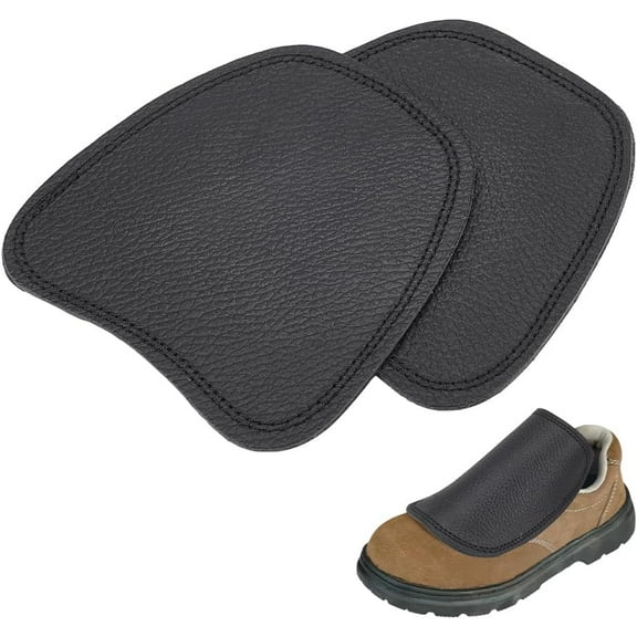 2Pcs Leather Covers Black Lace Covers Cowhide Protection Cover Plate Portable Shoe Cover for Welding Work 5.31x5.24x0.157inches