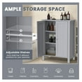 thumbnail image 5 of Drevy Bathroom Floor Cabinet - Freestanding Side Storage Organizer with Double Doors & Adjustable Shelf, Wooden Storage Cabinet for Living Room, Bedroom, Kitchen, Entryway (Grey), 5 of 8