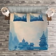 thumbnail image 4 of Ambesonne Farm House Quilted Bedspread Set 3 Pcs, Chinese Night, Queen Size, Blue, 4 of 4