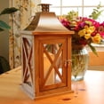 thumbnail image 3 of Lumabase 95101 Wooden Lantern with LED Candle, Brown & Copper, 3 of 5