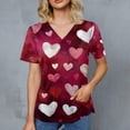 thumbnail image 4 of CCRFTGI Valentines Scrubs for Women Funny Love Heart Print Nurse Working Uniforms Trendy V Neck Scrub Shirt Party Short Sleeve Tees Blouse with Pockets Wine XL, 4 of 4