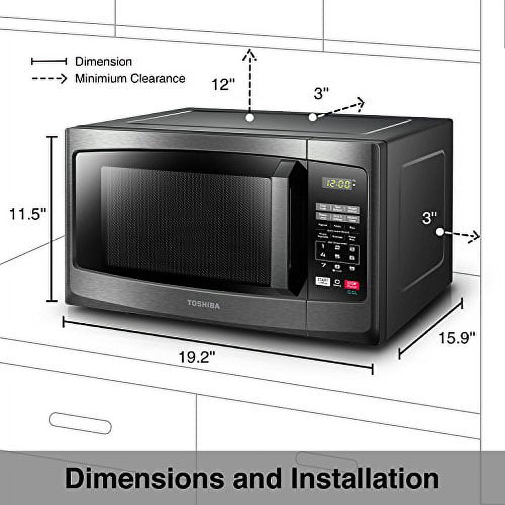 Toshiba Microwave Oven, New, 0.9 Cu. Ft, 16 in, Countertop, Black, EM925A5A-BS