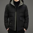 thumbnail image 2 of Chaqueta de plumón de invierno con capucha extraíble para hombre 2024, chaqueta acolchada para hombre, informal, de manga larga, ropa de abrigo para el frío, 2 of 5