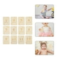 Hareemi 12Pcs Baby Growth Commemorative Cards Wooden Infant Milestone