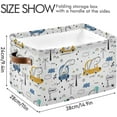 thumbnail image 3 of GZHJMY Dinosaur Rectangular Storage Bins, 2 PCS Collapsible Toy Storage Bins, Waterproof Canvas Rectangular Storage Bin with Leather Handles for Home Closets Offices,Bedrooms,Kids Toy, Gift Baskets, 3 of 6