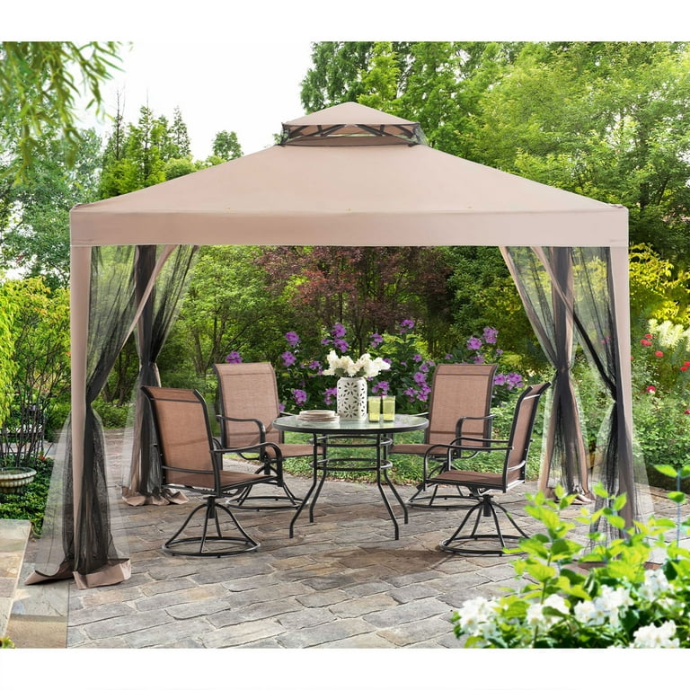Sunjoy 10x10 Hampton Soft Top Steel Gazebo with Mosquito Netting