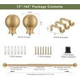 thumbnail image 6 of Window Curtain Rods 72 to 144 Inches, 1 Inch Diameter Adjustable Drapery Rod, Decorative Heavy Duty Curtains Rod with Fancy Round Finials for Living Room, Bedroom, Patio, Brushed Gold, 6 of 12