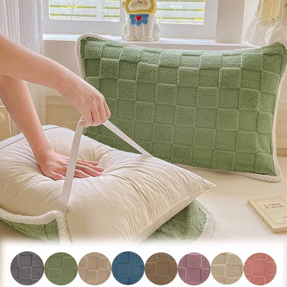Thickened Taffeta Pillow Cover with Elastic Band, Warm Antistatic Polyester Pillowcase Isolation Pillowtowel, 50x80cm, Multiple Colors, Single Piece