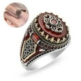 thumbnail image 1 of Meidiya Retro Luxury Natural Red Stone Turkish Finger Ring Vintage Two-tone Crown Ring Men Banquet Wedding Band Jewelry Gifts Valentine's Day Gift, 1 of 8