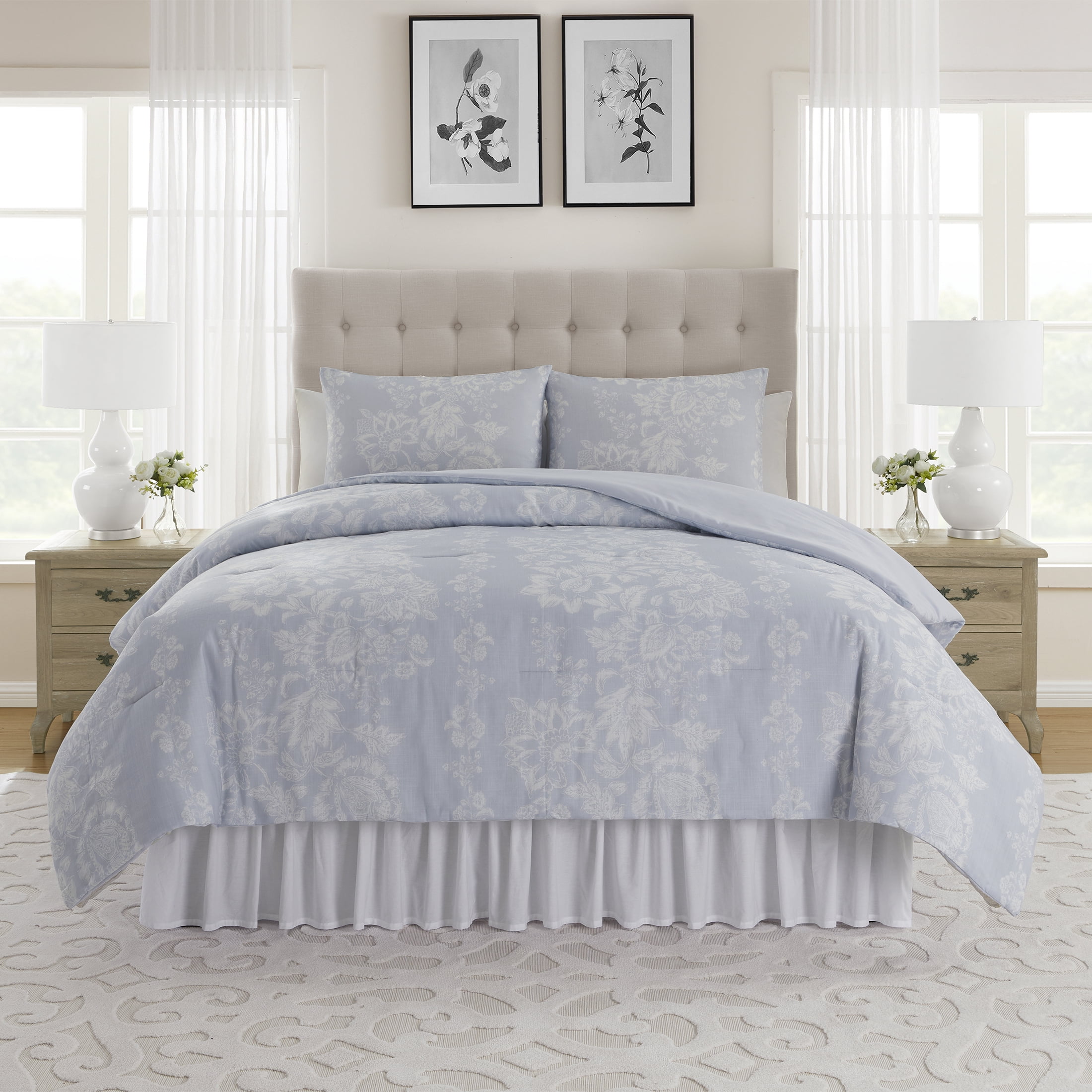 My Texas House Jacqueline White Ruffle Cotton Bed Skirt, King