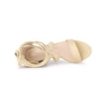 thumbnail image 4 of BLISSFUL STEP Crisscross Lace Up Mid Block Heels Sandals for Women Beige 5.5, 4 of 7