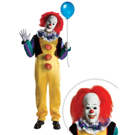 Adult Pennywise Deluxe Costume and Plastic Clown Shoes