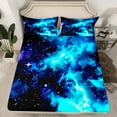 thumbnail image 2 of Manfei Cyan Starry Sky Bed Sheets Set Queen Size, Mystic Galaxy Bed Sheets Queen, Bling Stars Print Bedding Queen Size, Microfiber Room Decorative, 4-Piece, 2 of 7