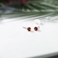 thumbnail image 5 of Gem Stone King 14K White Gold Red Garnet Stud Earrings for Women Men (0.30 Cttw, Gemstone Birthstone, Round 3MM), 5 of 5