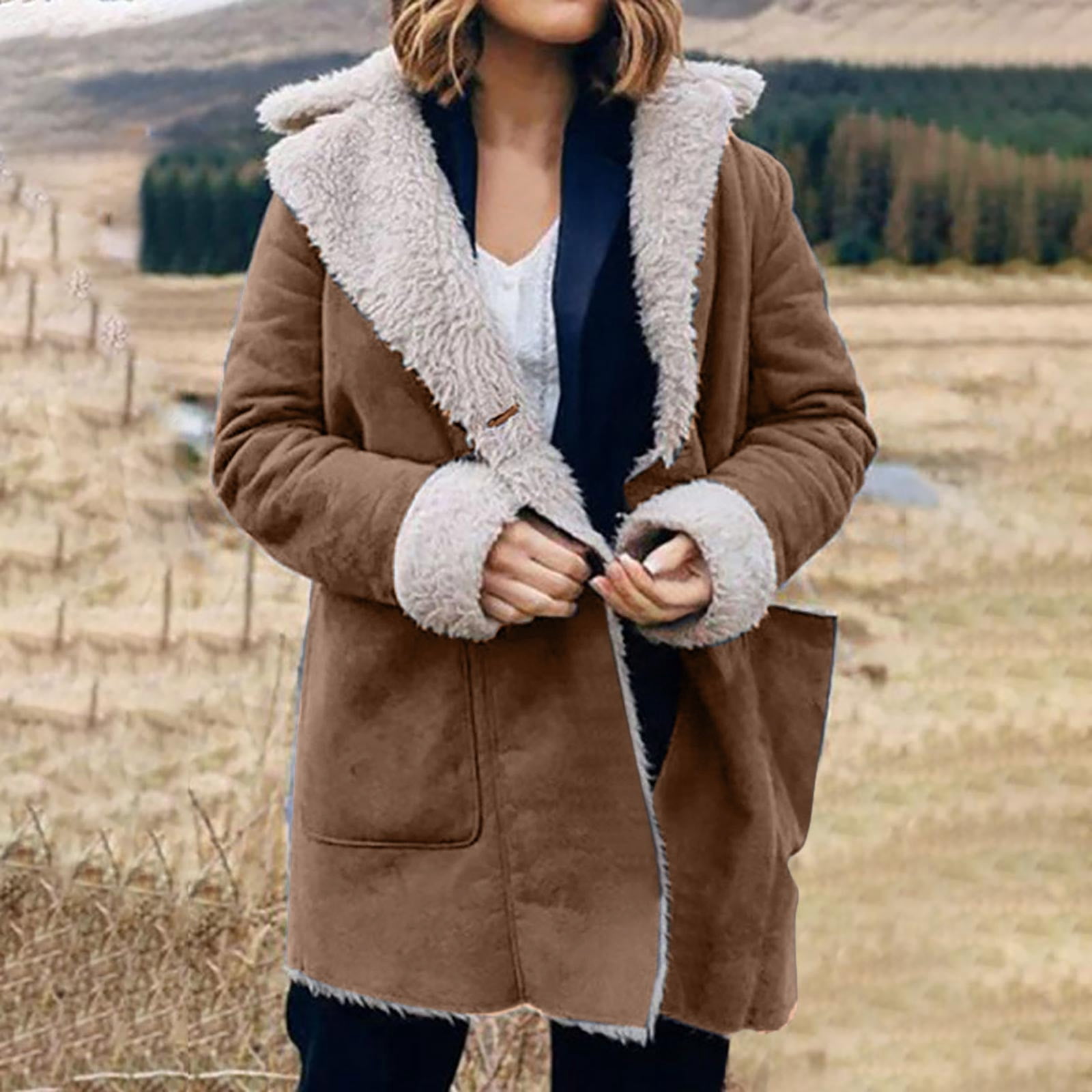 Veste Femme En Daim Avec Capuche Polaire - Manteau D'hiver épais Et Chaud - Coupe Classique Décontractée - Pour Tous Les Jours Et Sorties