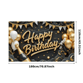thumbnail image 3 of Elegant Birthday Banner Gold Theme Happy Celebration Decorative Backdrop for Party Event Indoor Decor, 3 of 7