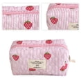 thumbnail image 6 of Quilted Strawberry Portable Make Up Bags Zipper Closure Travel Cosmetic Bags Large Skincare Brush Organizer Pouches for Women and Girls (S), 6 of 8