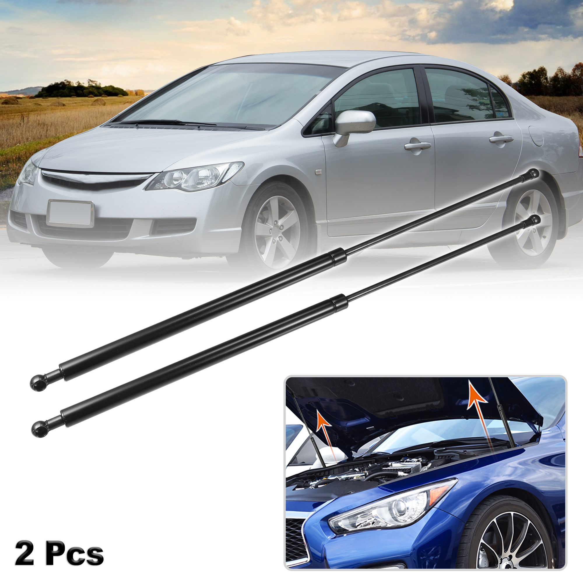 Unique Bargains 2Pcs Front Hood Lift Supports Struts for Honda CIVIC 2005-2011 Black