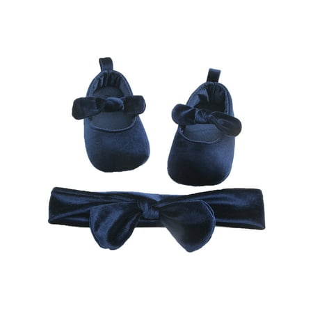 

BeQeuewll Newborn Infant Baby Girls Shoes Velvet Bow First Walkers Prewalker