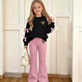 thumbnail image 2 of WAVSUF Long Sleeve Sets for Girls 2 Piece Crew Neck Sweatshirt and Flare Leg Pants Fall Daily Casual Clothes 7-8, 2 of 8