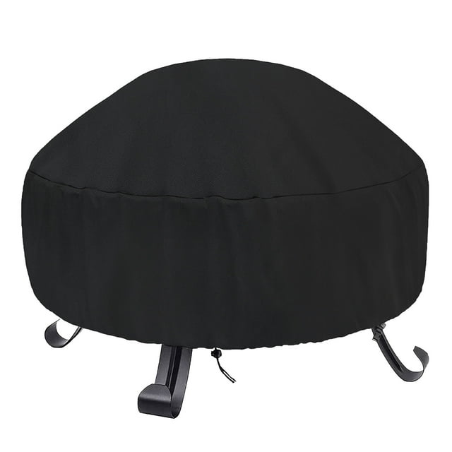 Coolmade Fire Pit Cover Waterproof 600D Heavy Duty Round Patio Fire Bowl Cover Black 50 inch