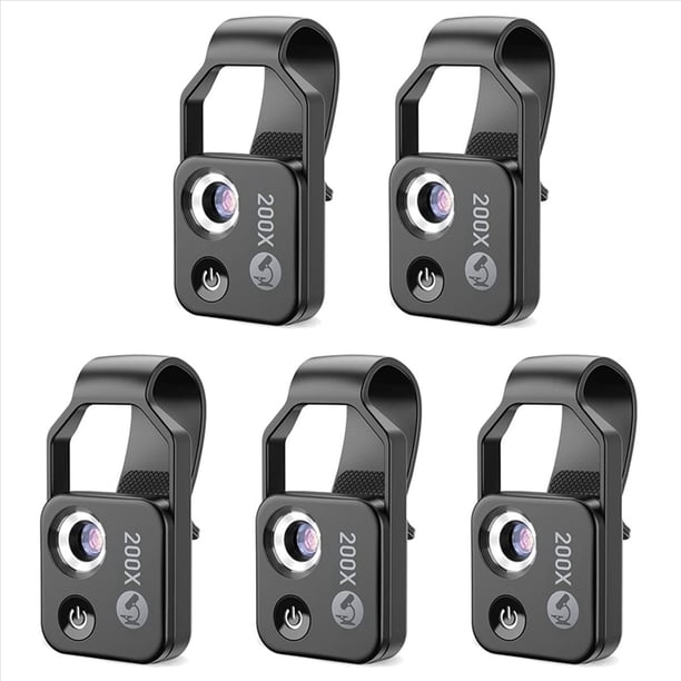 5X Accesorio de Microscopio para TeléFono Celular 200X con Microscopio de Ventana, Mini Microscopio Digital PortáTil con Luz LED / Clip Universal