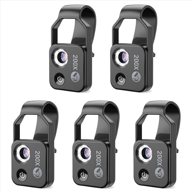 5X Accesorio de Microscopio para TeléFono Celular 200X con Microscopio de Ventana, Mini Microscopio Digital PortáTil con Luz LED / Clip Universal